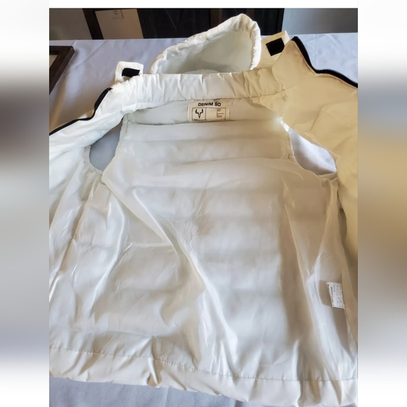 NWOT DENIM 90 White Puffer Vest Removable Hood Gorpcore Unisex Large - Picture 9 of 12